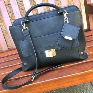 Steve Madden black shoulder bag with gold accents